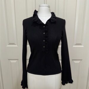 Tory Burch Black Ruffled Blouse